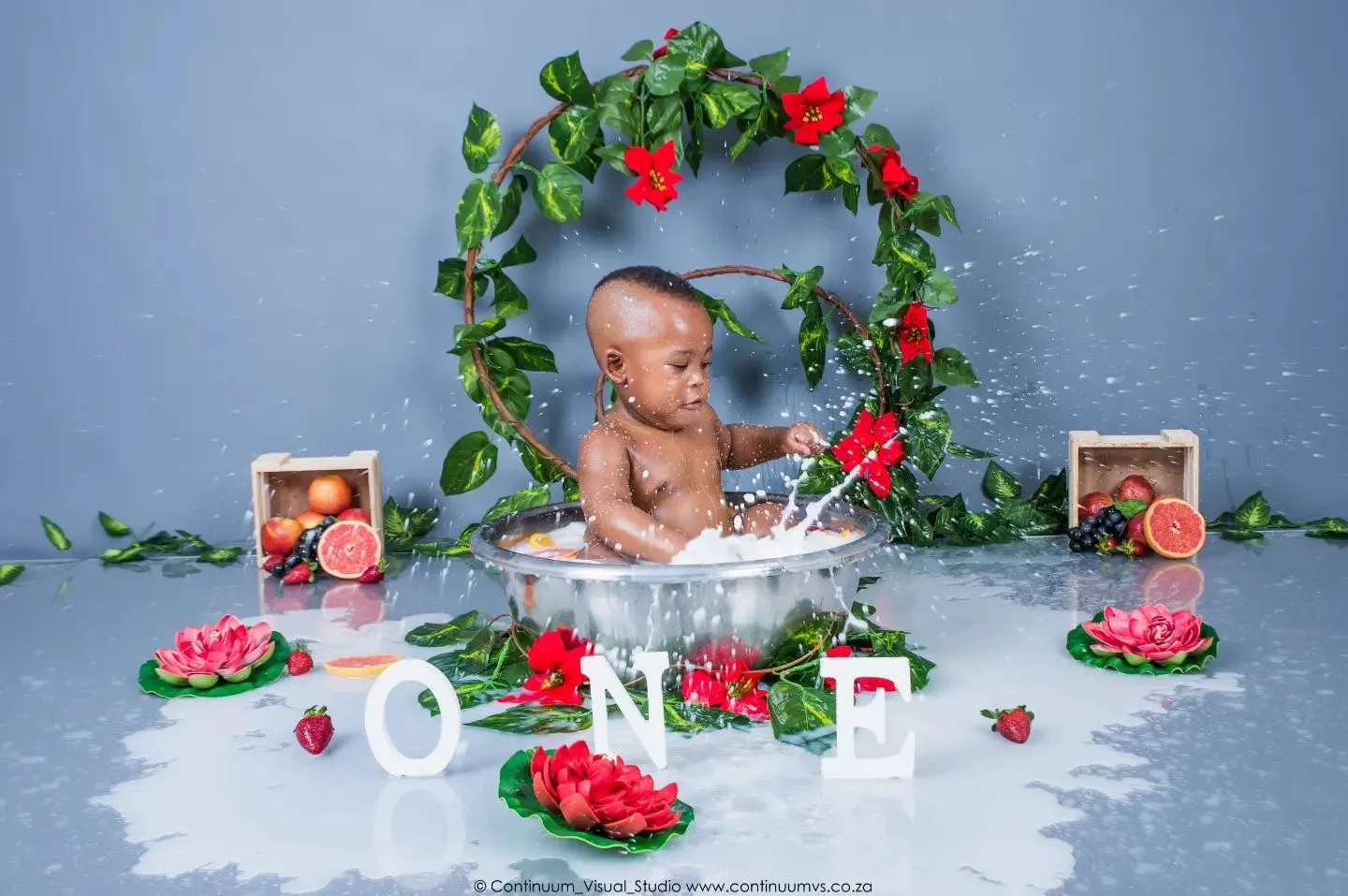Milk Bath cake smash — baby portrait